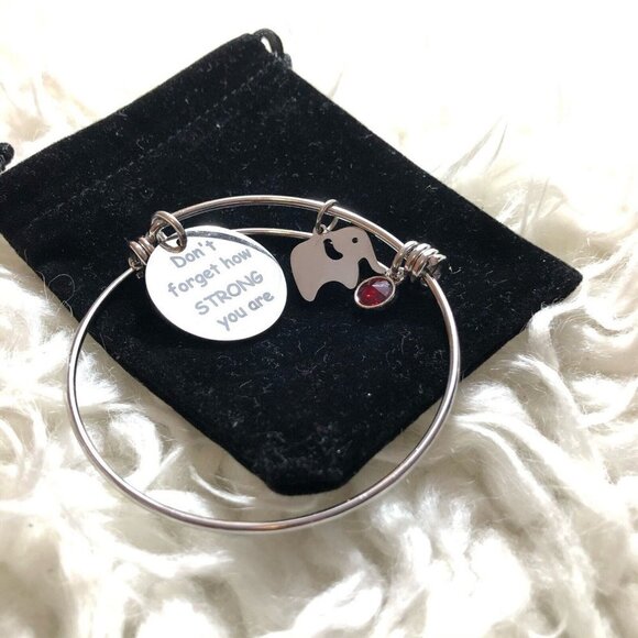 Inspirational Elephant Pendant Charm Wire Aesthetics Bangles Stainless Steel - Picture 1 of 7